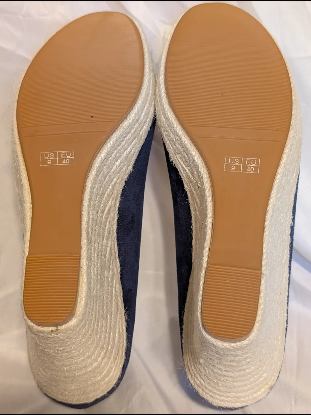 Women’s Navy Suede Espadrille Wedge Pumps