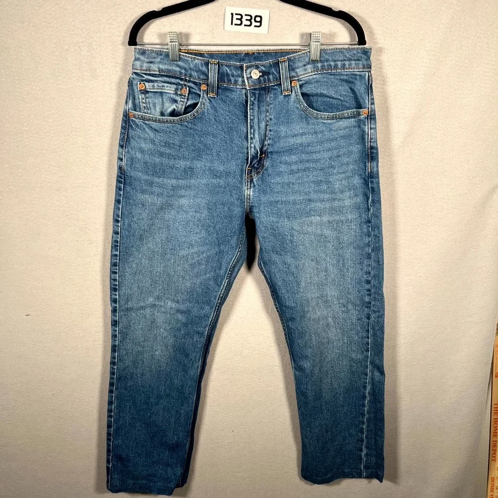 Levi's 505‎ Jeans Mens 32x30 Blue Denim Medium Wash Whiskering Regular Straight