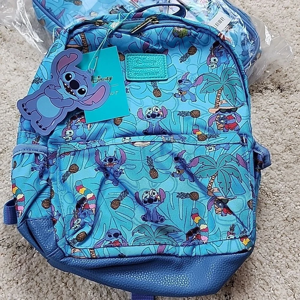 NEW Posh Peanut Small Backpack & Lunchbox Set Kids OS Blue Disney Stitch NWT