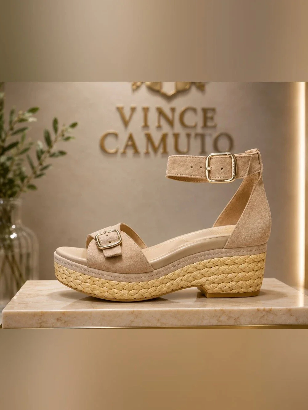 Vince Camuto Adjustable Tortilla Suede Espadrille Platform Sandals