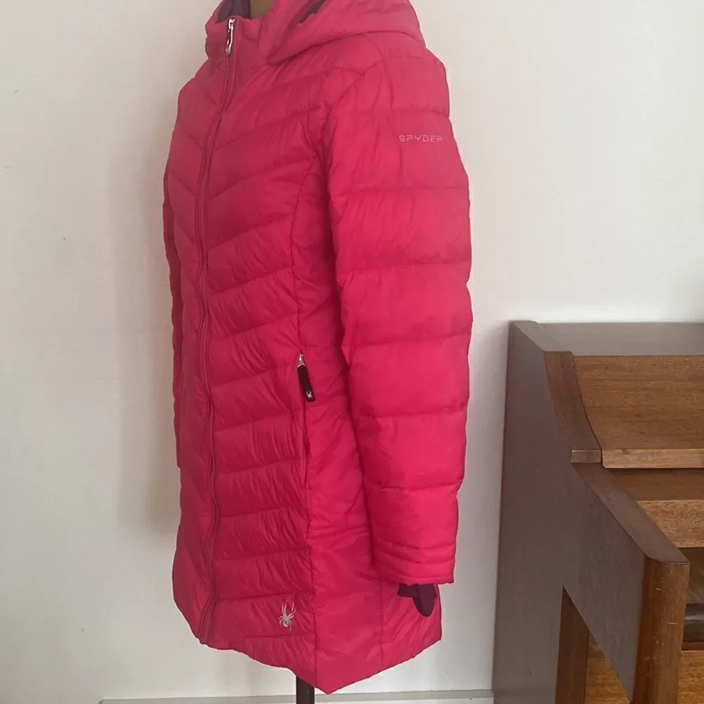 Spyder sz girls L, 14/16 or womens XS long quilted insulated winter jacket