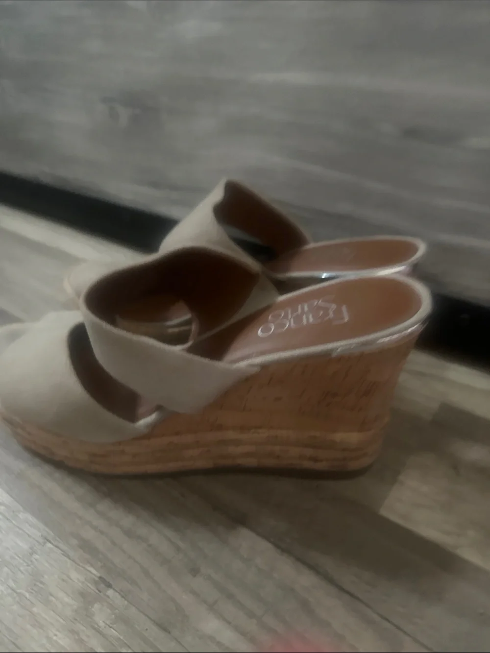 Franco Sarto Tan Suede Cork Wedge Sandals