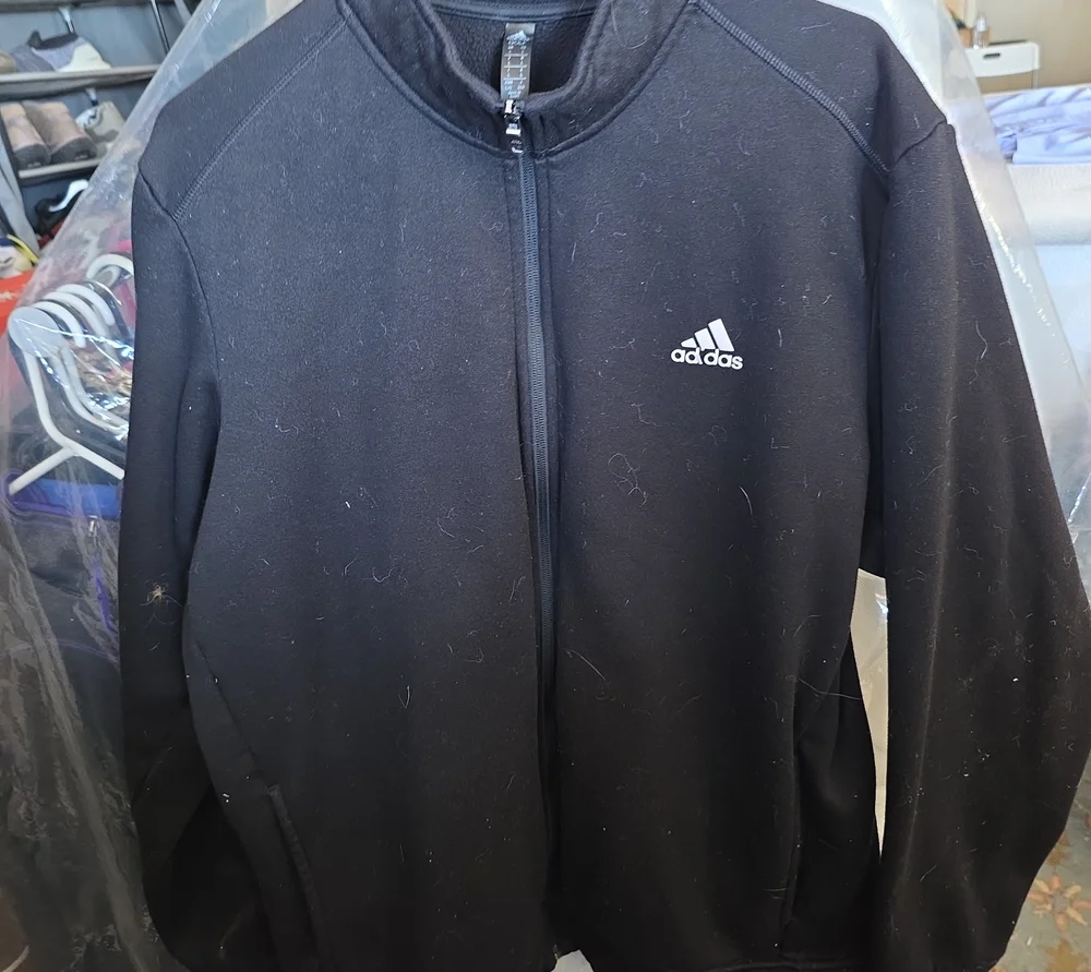 adidas Black Zip-Up Track Jacket with White Logo
