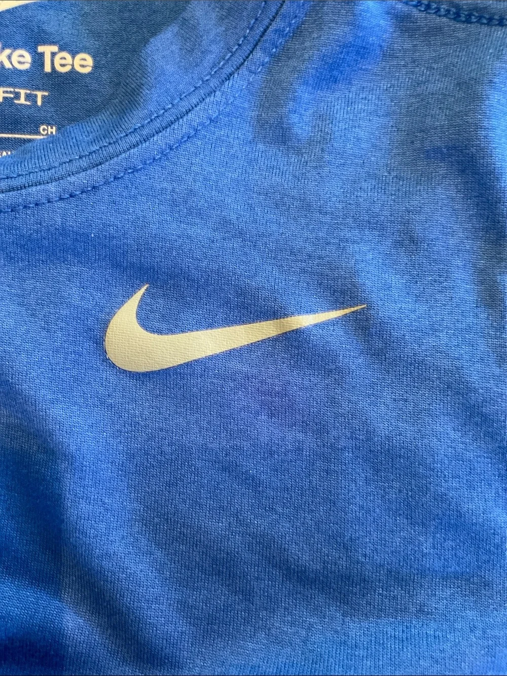 NIKE - TEE - Dri-Fit - Blue/White Nike Logo Boy’s Size S - Short Sleeve