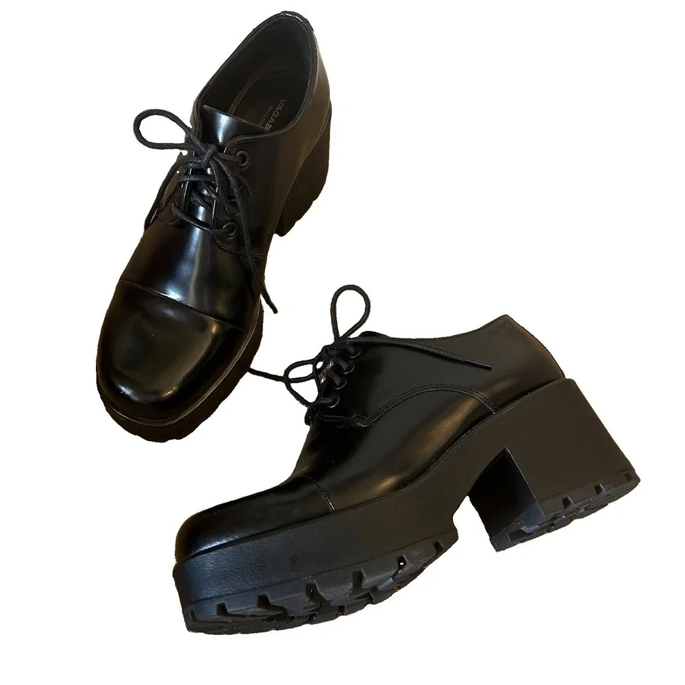 Vagabond Shoemakers Shoe Sz. 40/10  Black Leather Oxfords Lug Platform Academia