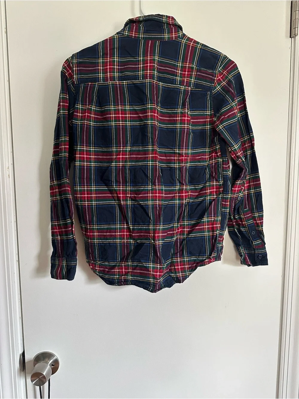 The Children's Place Navy Plaid Button-Up Shirt with Red & Green Stripes