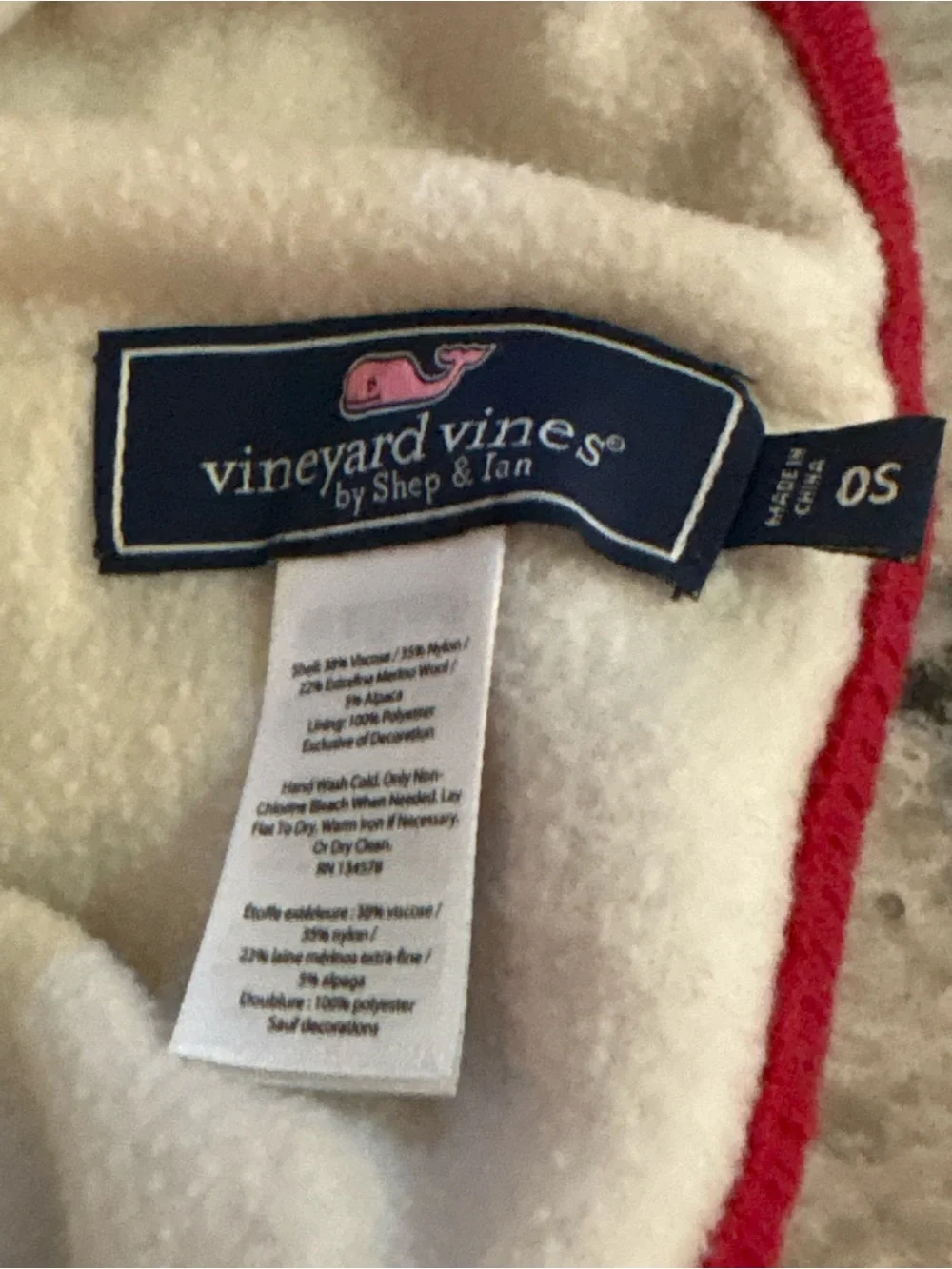 Vineyard Vines Navy & Red Star Pom Beanie