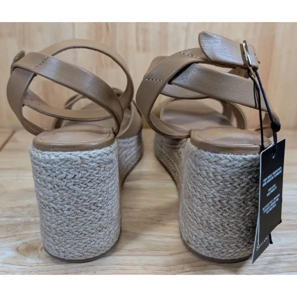 Madden NYC Platform Espadrille Sandals Tan Size 9.5 Womens Ankle Strap‎