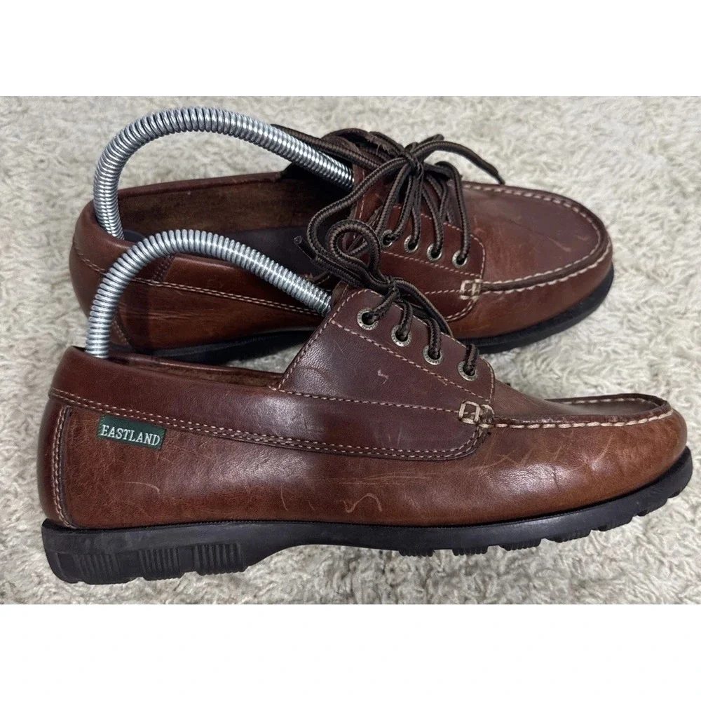 Eastland Falmouth Brown Leather Boat Shoes Women's 9 Fisherman Core Preppy Y2K