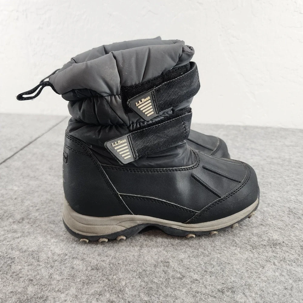 LL Bean Kids Youth Sz 13 Black Gray Insulated Waterproof Snow‎ Boots Winter Gear