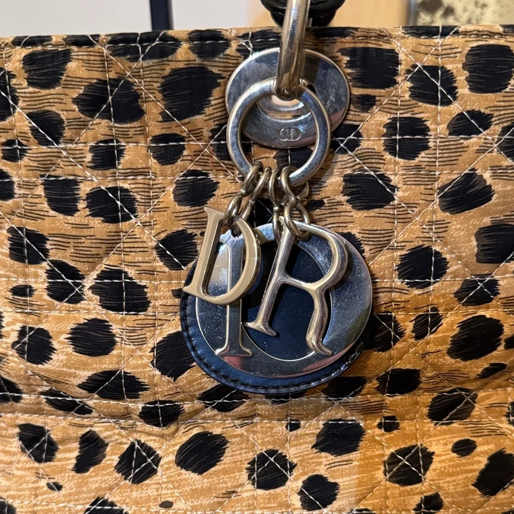 Christian Dior Lady Dior Leopard Large Satchel w/Crossbody Strap