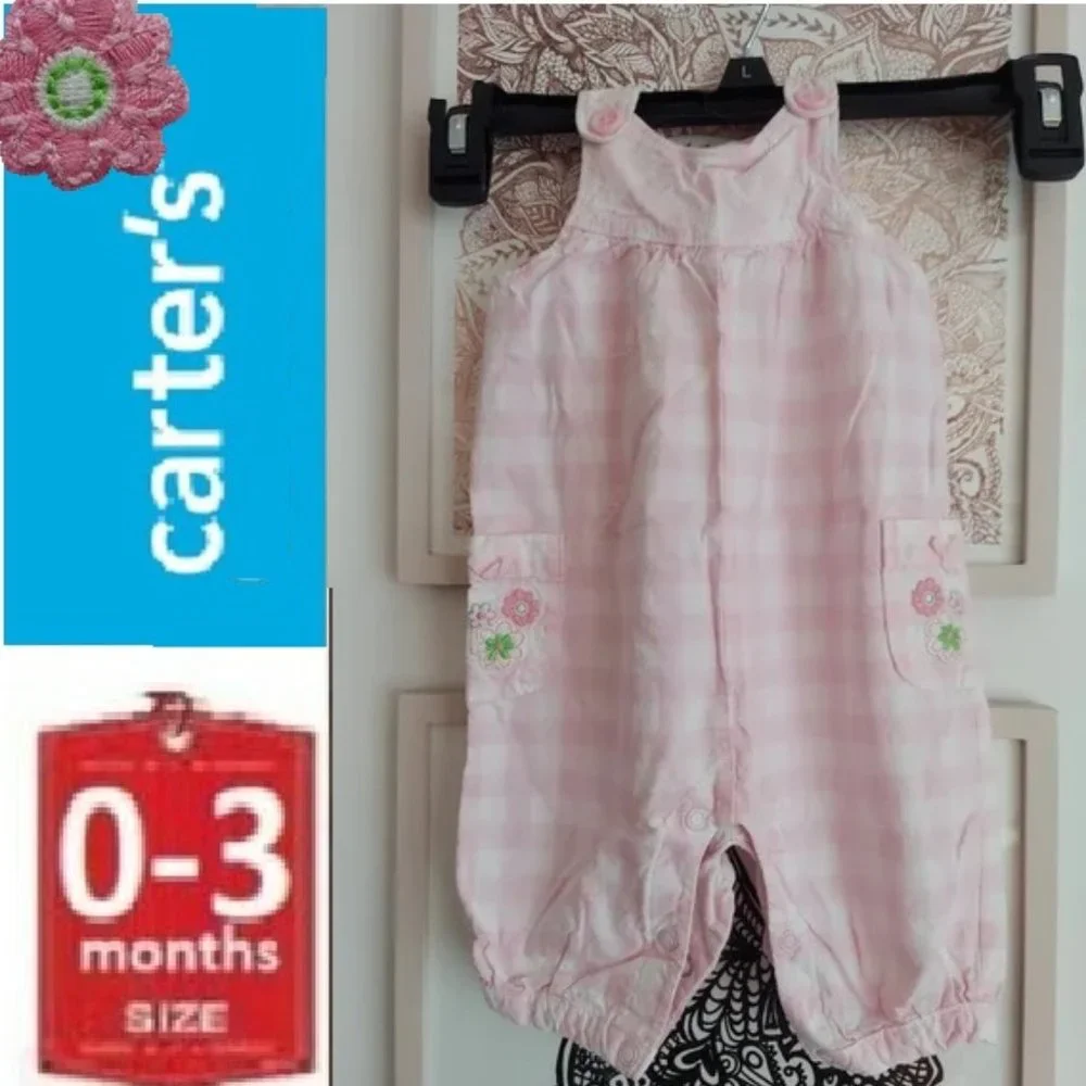 🎁 10/$25- Pink plaid jumper romper, 0-3 months,  Carter's