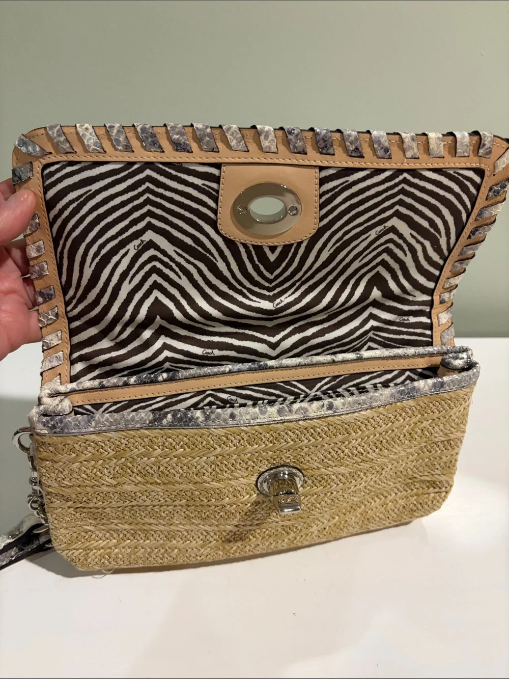 Coach woven straw