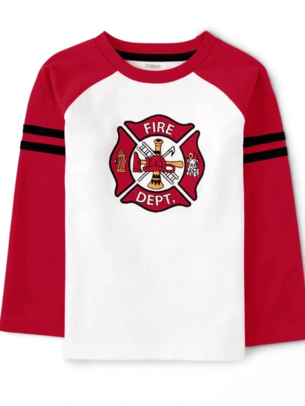 Gymboree Boys ‘Fire Chief’ Red and White Long Sleeve Raglan Shirt Size 7
