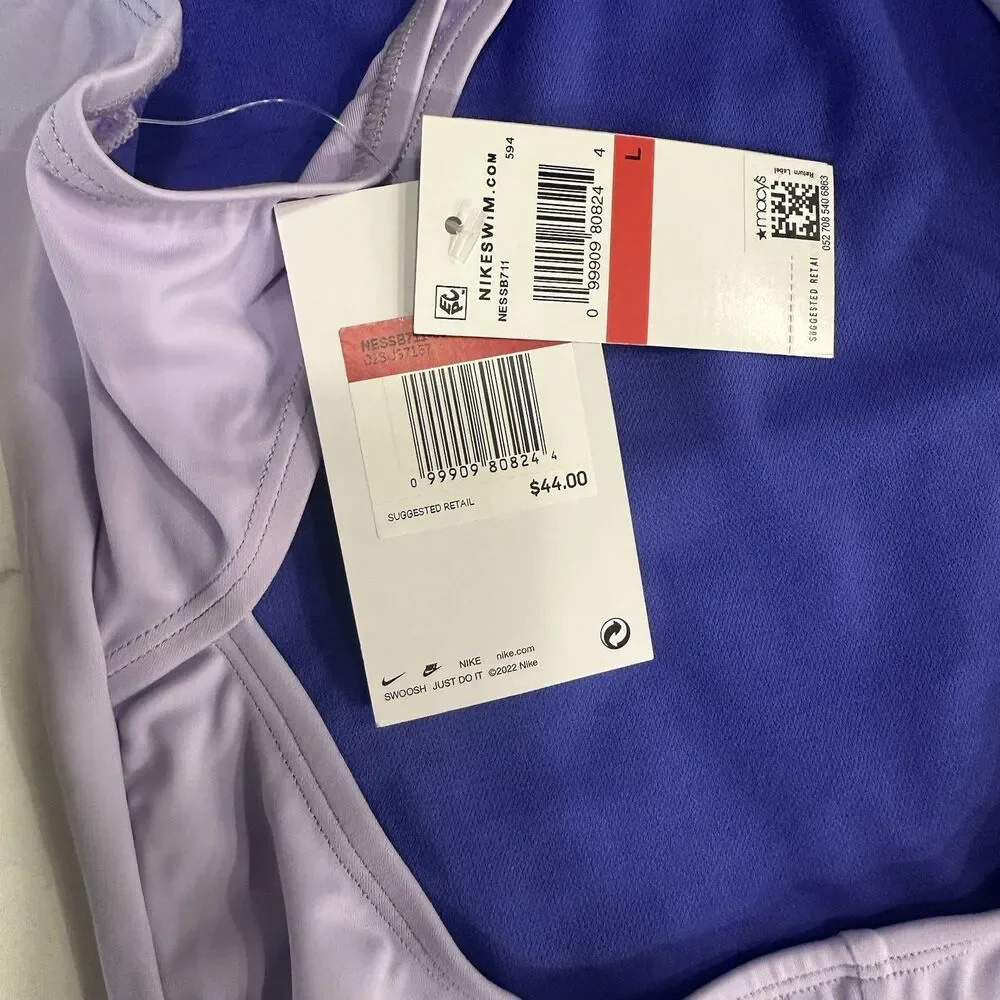 Nike Hydrastrong Girl's Purple One Piece Swimsuit U-Back Tank Low Leg NWT