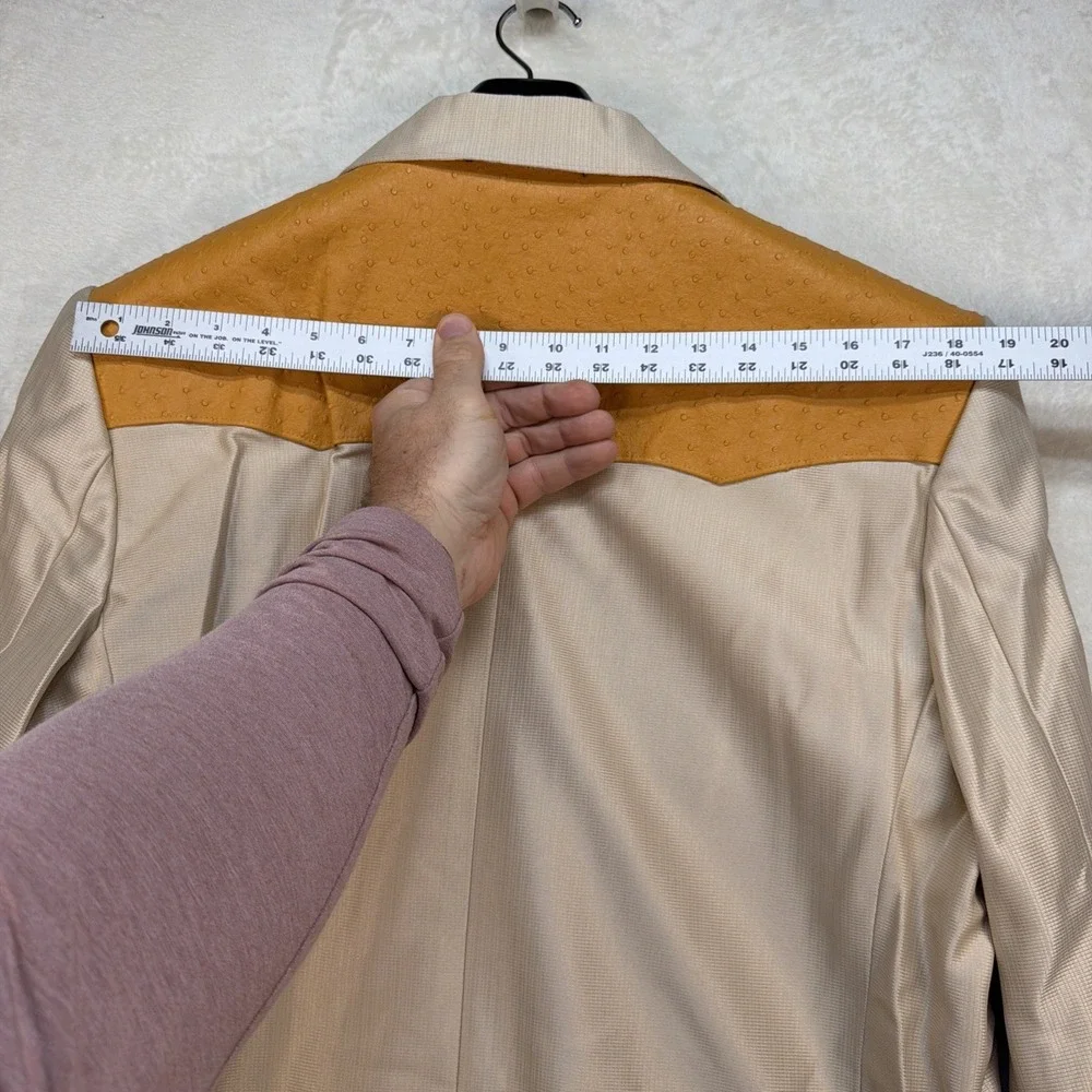 Vintage Western Cowboy Suit Pearl Snap Rodeo Rockabilly Stage Tan 48x40