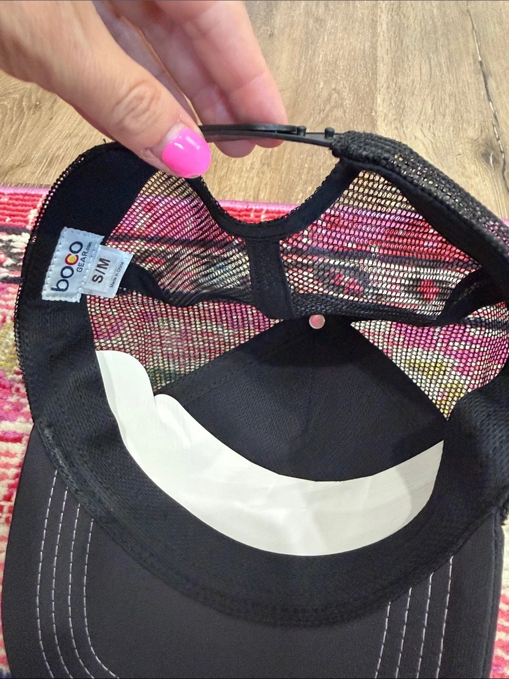 Betty Designs Black Snapback Hat with Pink Skull Logo NWT
