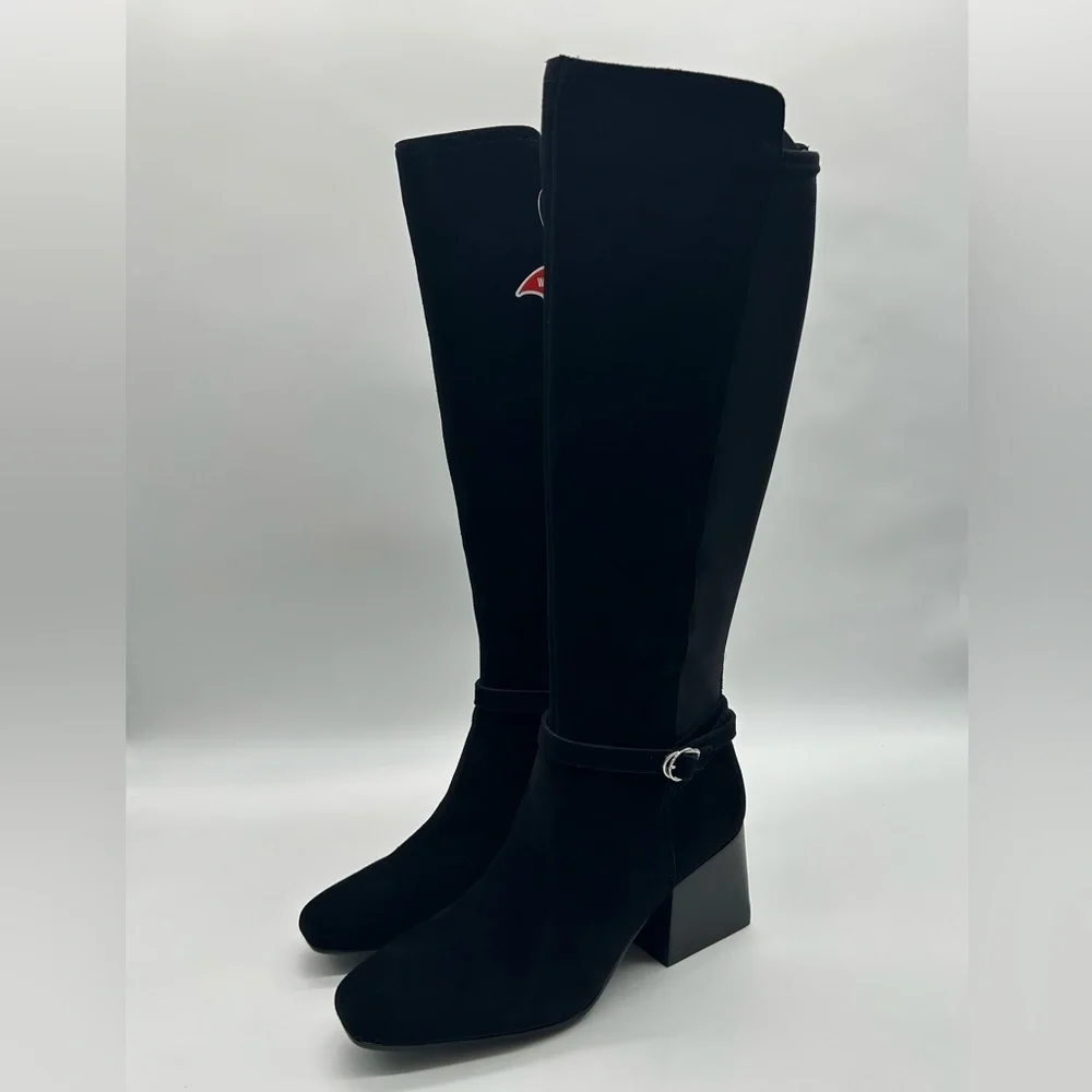 Blondo Twyla Waterproof Knee High Boots Black 6.5M Block Heel Suede Leather NWB