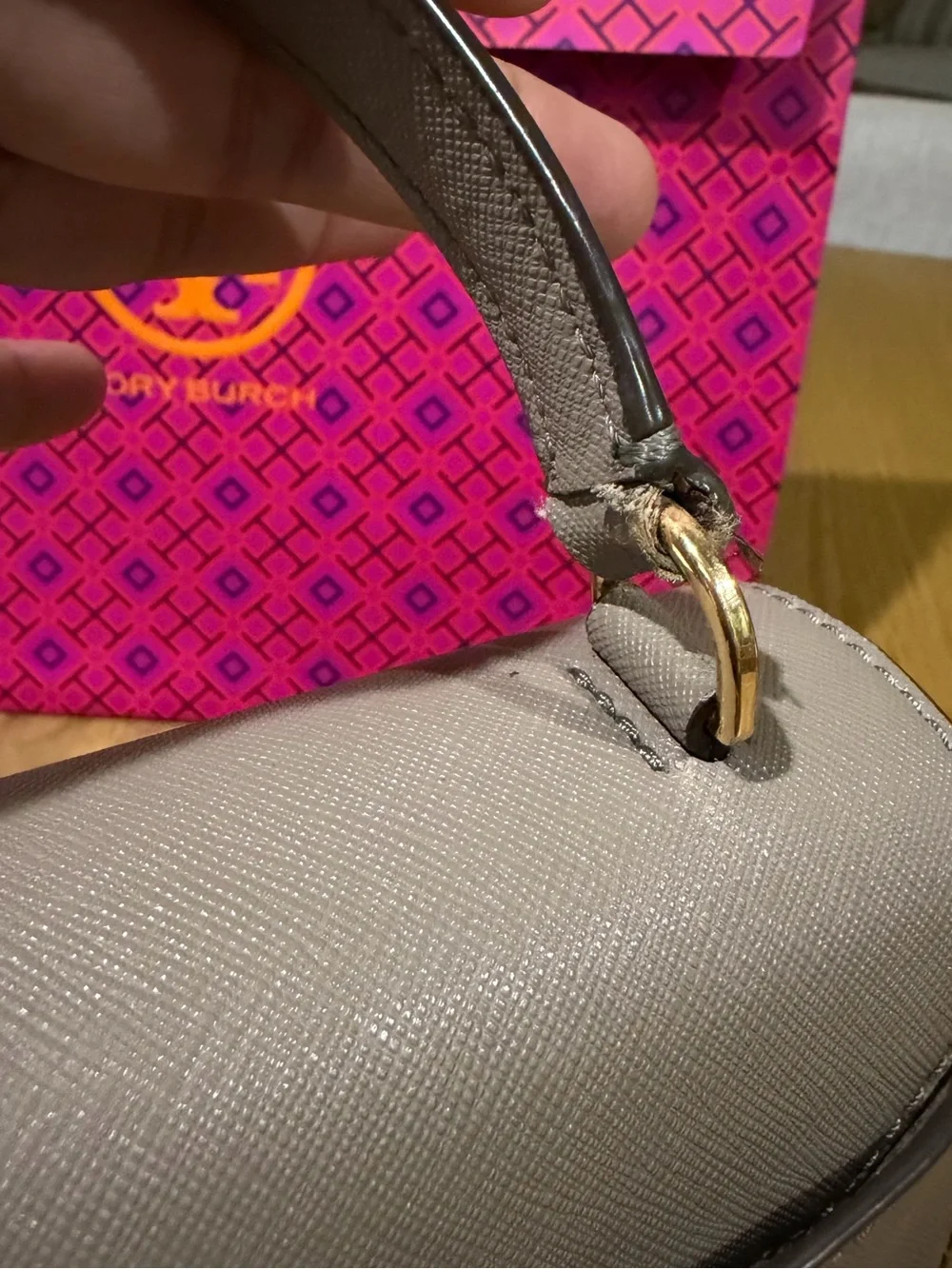 Tory Burch Leather Robinson Small Top Handle Bag