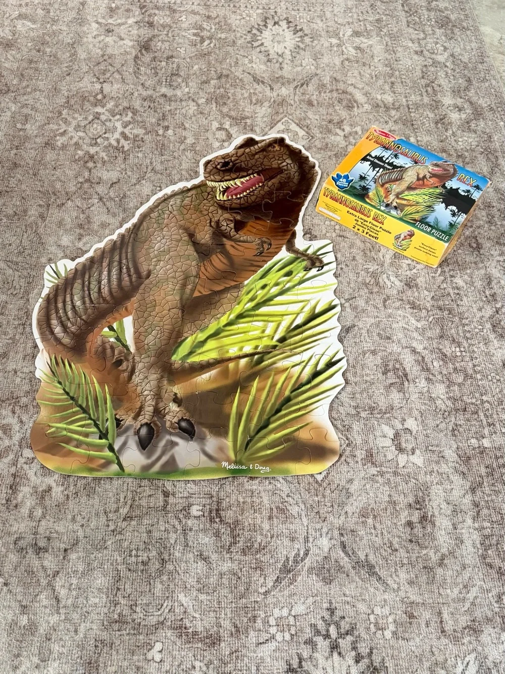 Melissa & Doug Brown and Green T-Rex Reptile Floor Puzzle Preowned