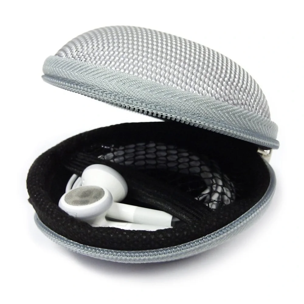 Round Gray Tech Storage Organizer Case with Zip Closure