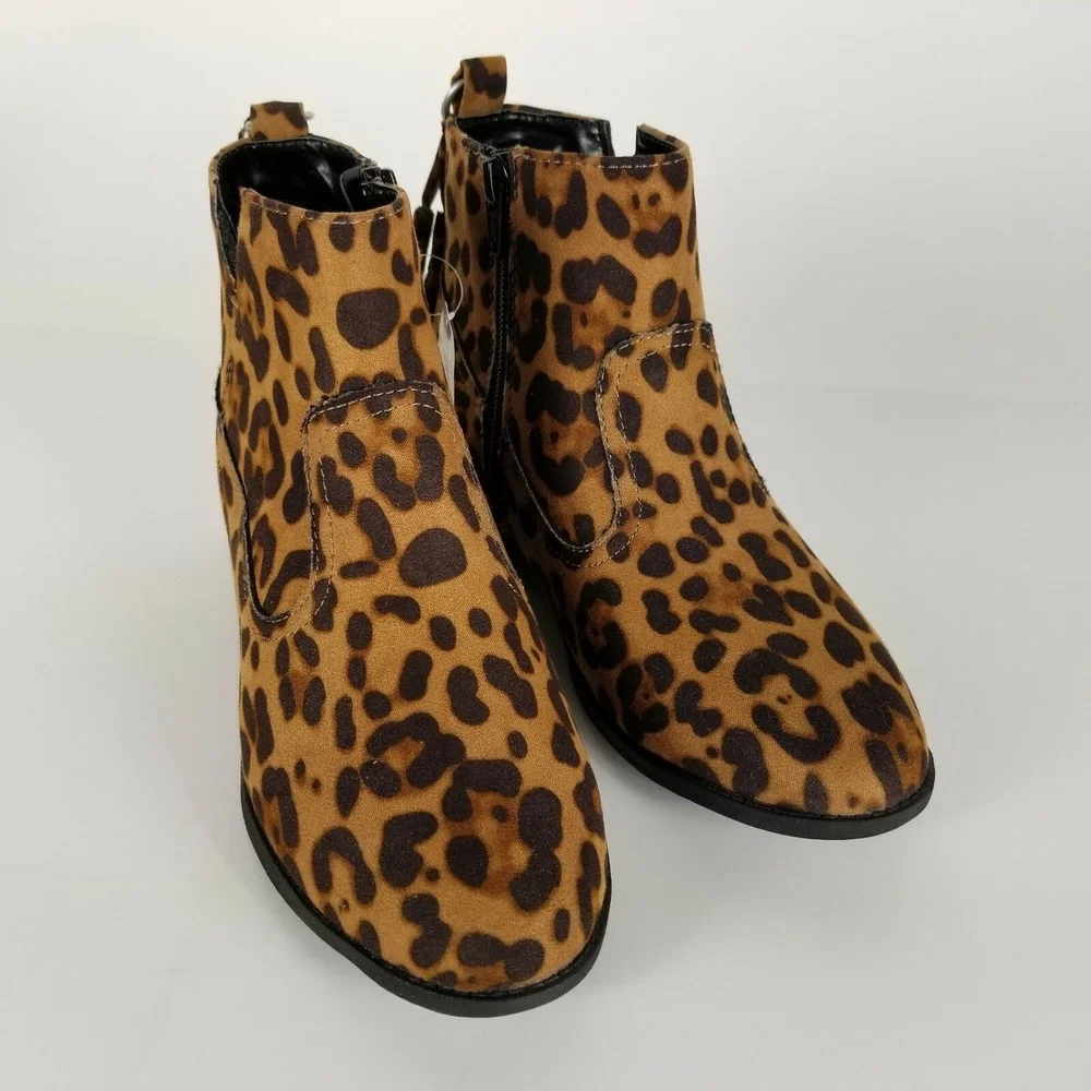 Wonder Nation Girls Size‎ 4 Leopard Print Ankle Boot Flexible Outsole Tassel Zip