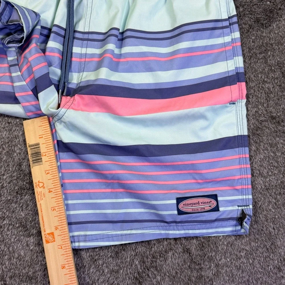 Vineyard Vines Shorts Mens Chappy Striped Swim Trunks Blue Pink XS 1M001110‎