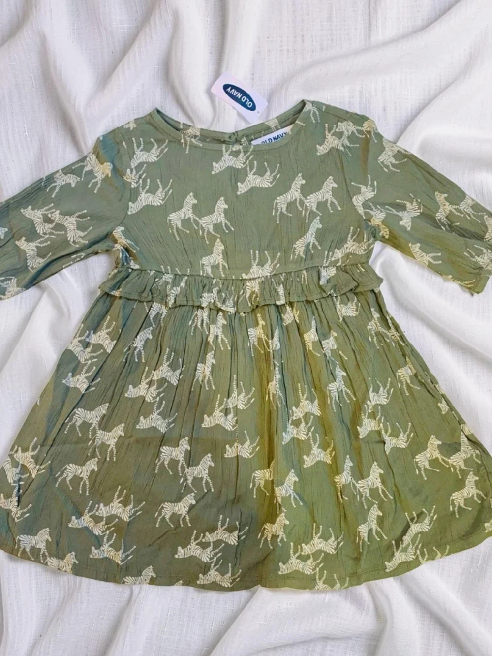 Girls Crinkle-Crepe Ruffle-Waist Dress Toddler