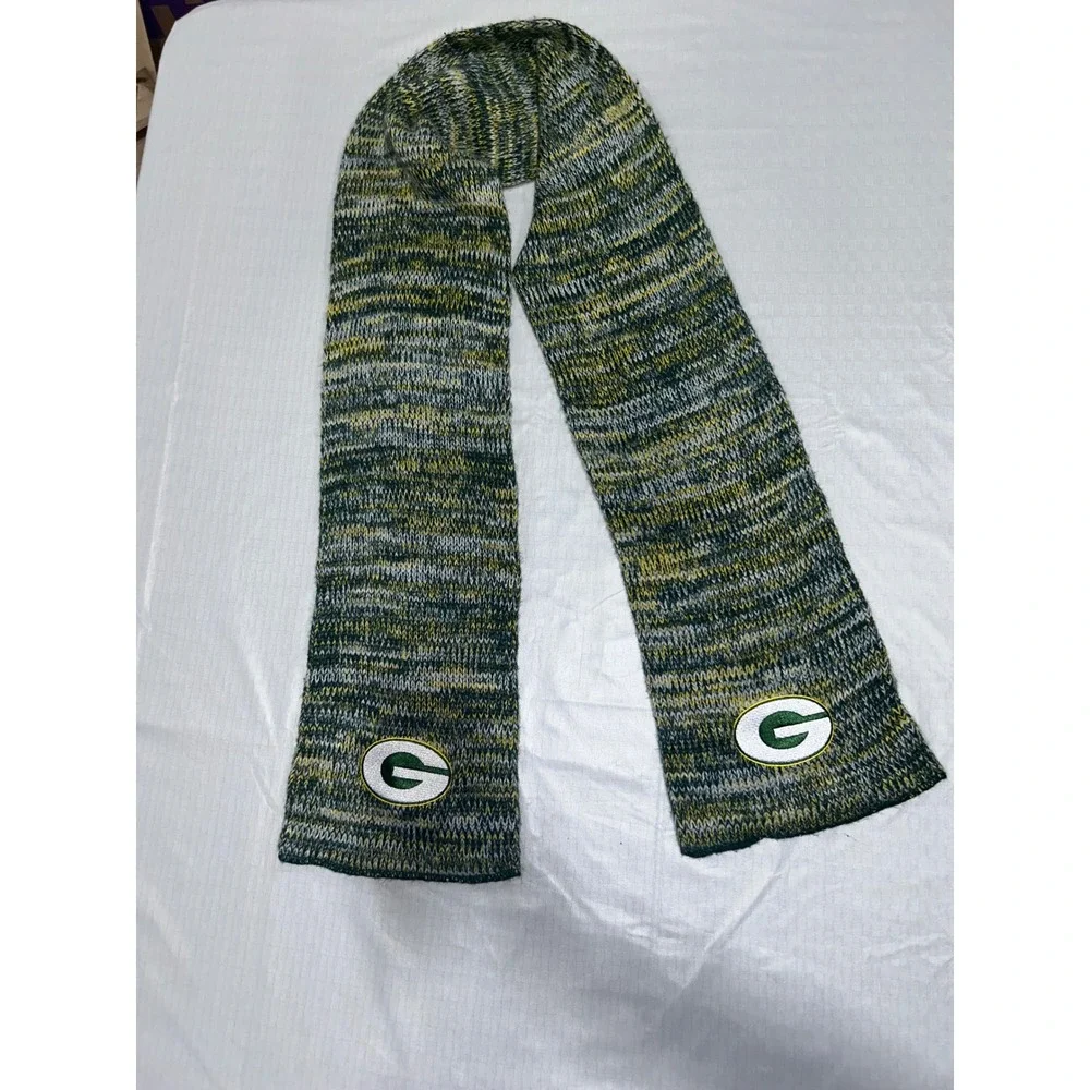 Green Bay Packers NFL Knit Scarf Space Dye‎ Green Gold White Embroidered Logo