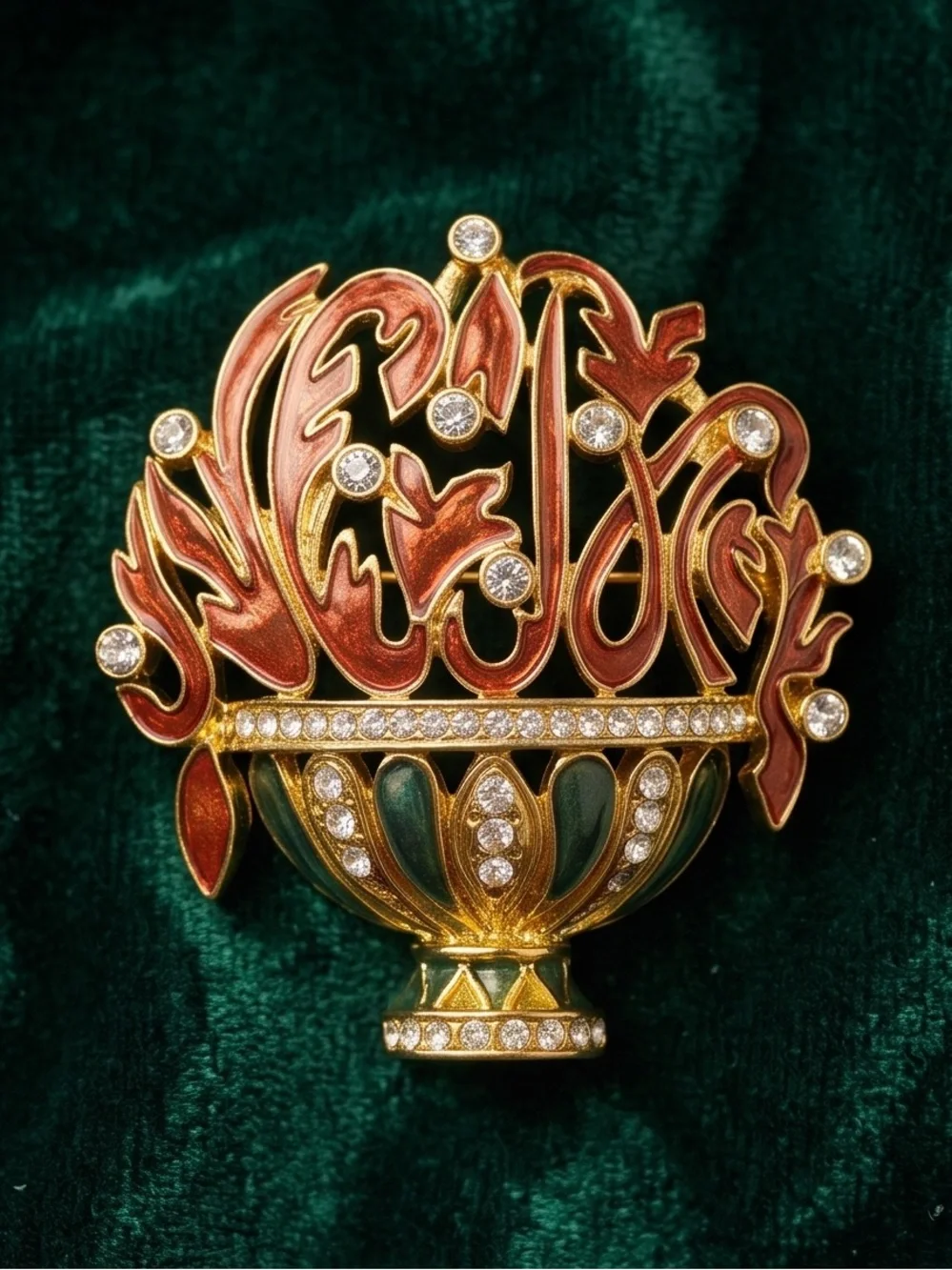Edgar Berebi Limited Edition Brooch Crystal Featuring A Colorful Basket