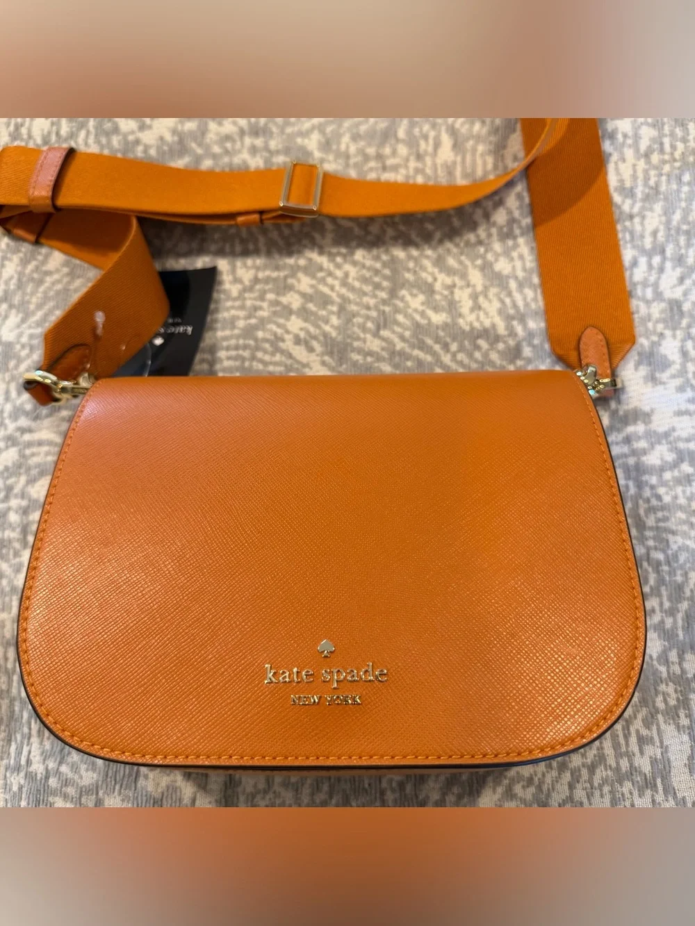 kate spade Orange Saffiano Crossbody with Gold Logo