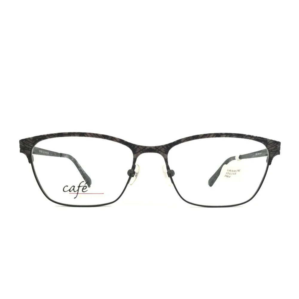 Cafe Boutique Eyeglasses Frames CB1063 C3 Black Gray Checkered Cat Eye 53-16-135