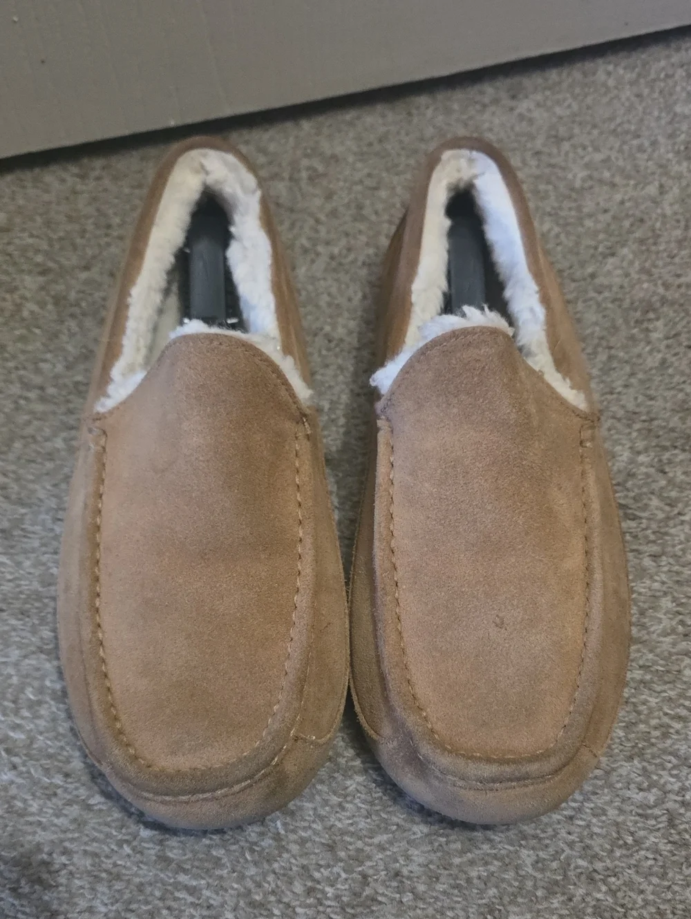 UGG Men's Chestnut Suede Slip-On Loafers with Shearling Lining