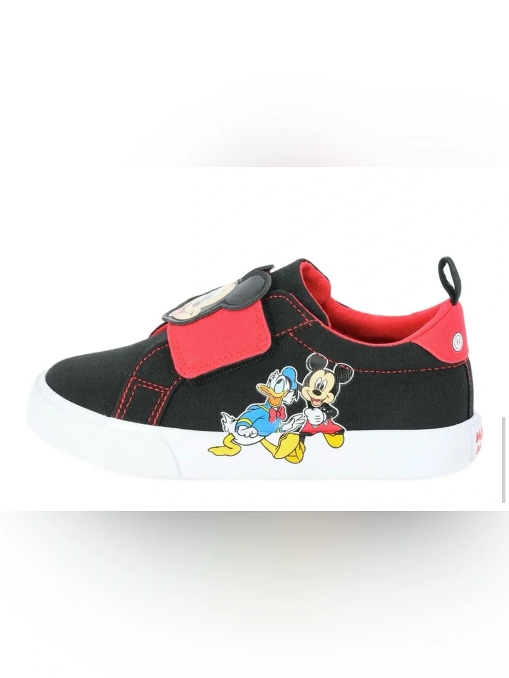 Disney Mickey & Friends Hook & Loop Low Top Unisex Kids Sneaker Black/Red
