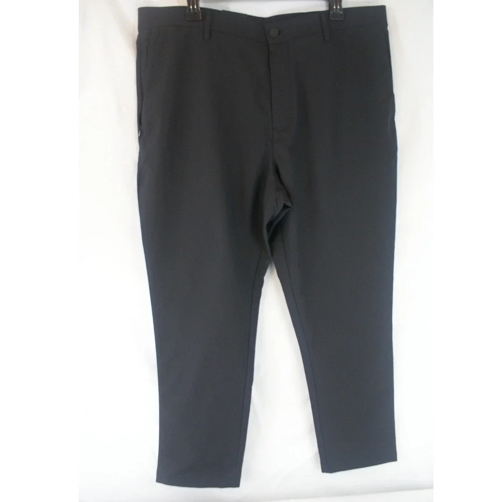 Banana Republic Mens Flat Front Pants Black Zip‎ Pockets 38x29