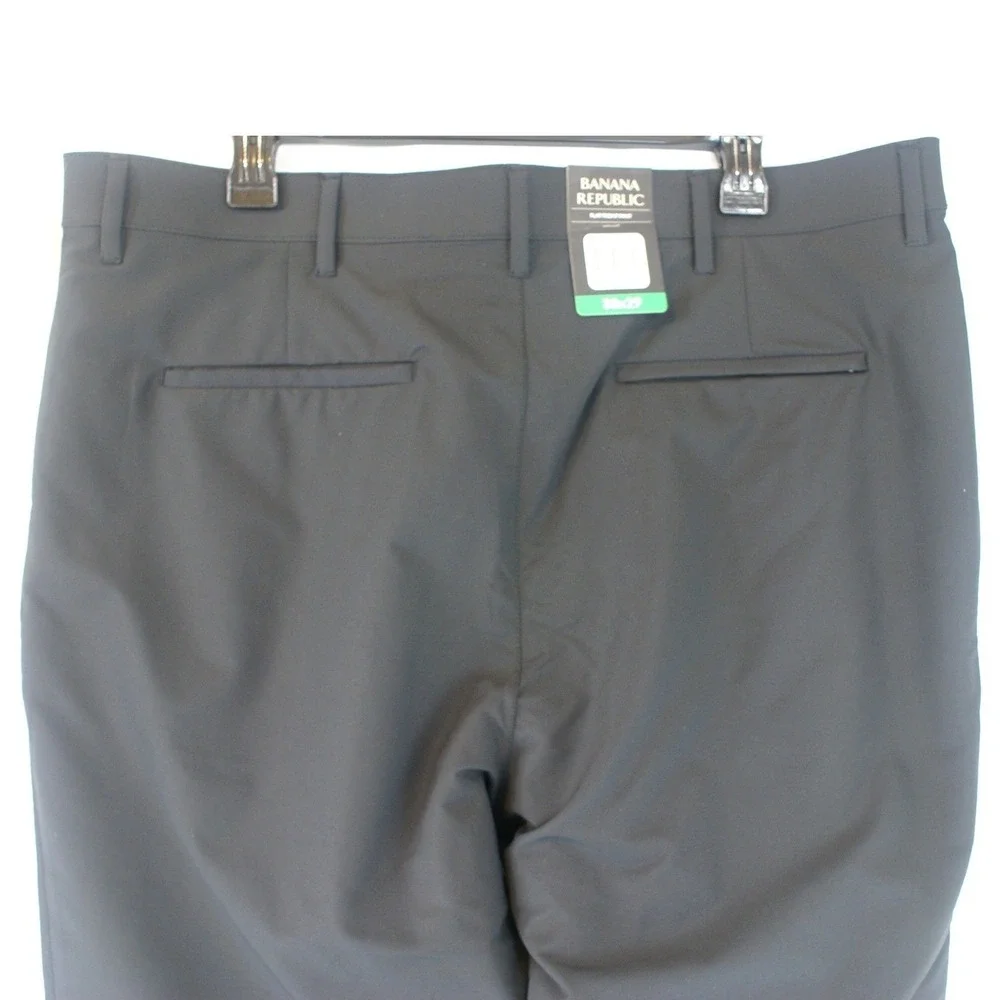 Banana Republic Mens Flat Front Pants Black Zip‎ Pockets 38x29