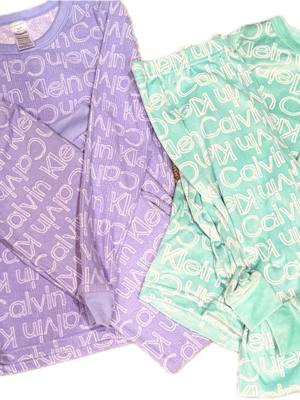 Calvin Klein Kids Two-Piece Pajama Set -‎ Lavender & Mint Green