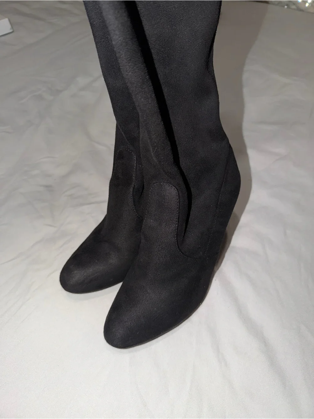 Black Over-the-Knee thigh High Heel Boots - Women's Fashion