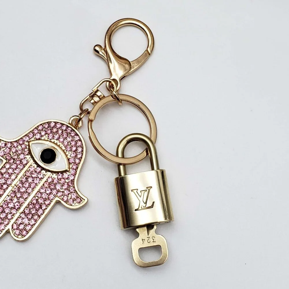LV Gold Padlock & Key 🔒 Authentic Louis Vuitton Bag Unbranded Evil Eye Charm