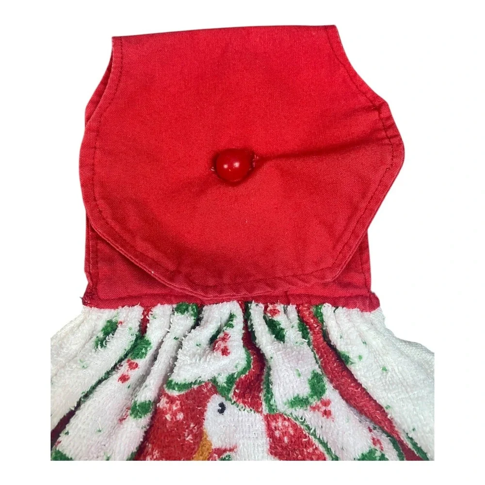 2 VTG Christmas Towels Guest Fingertip Hand Hanging Cottage Duck 80s 90s Kitschy
