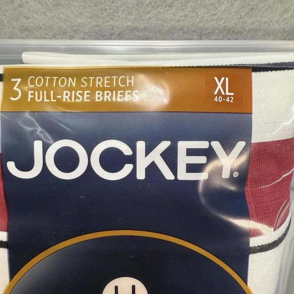 Jockey Pouch H Fly‎ Design 3 Men's Full Rise Briefs XL, Blue, Red, Multicolor