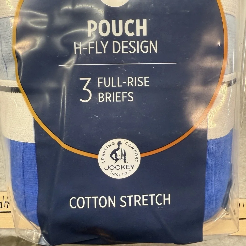 Jockey Pouch H Fly‎ Design 3 Men's Full Rise Briefs XL, Blue, Red, Multicolor