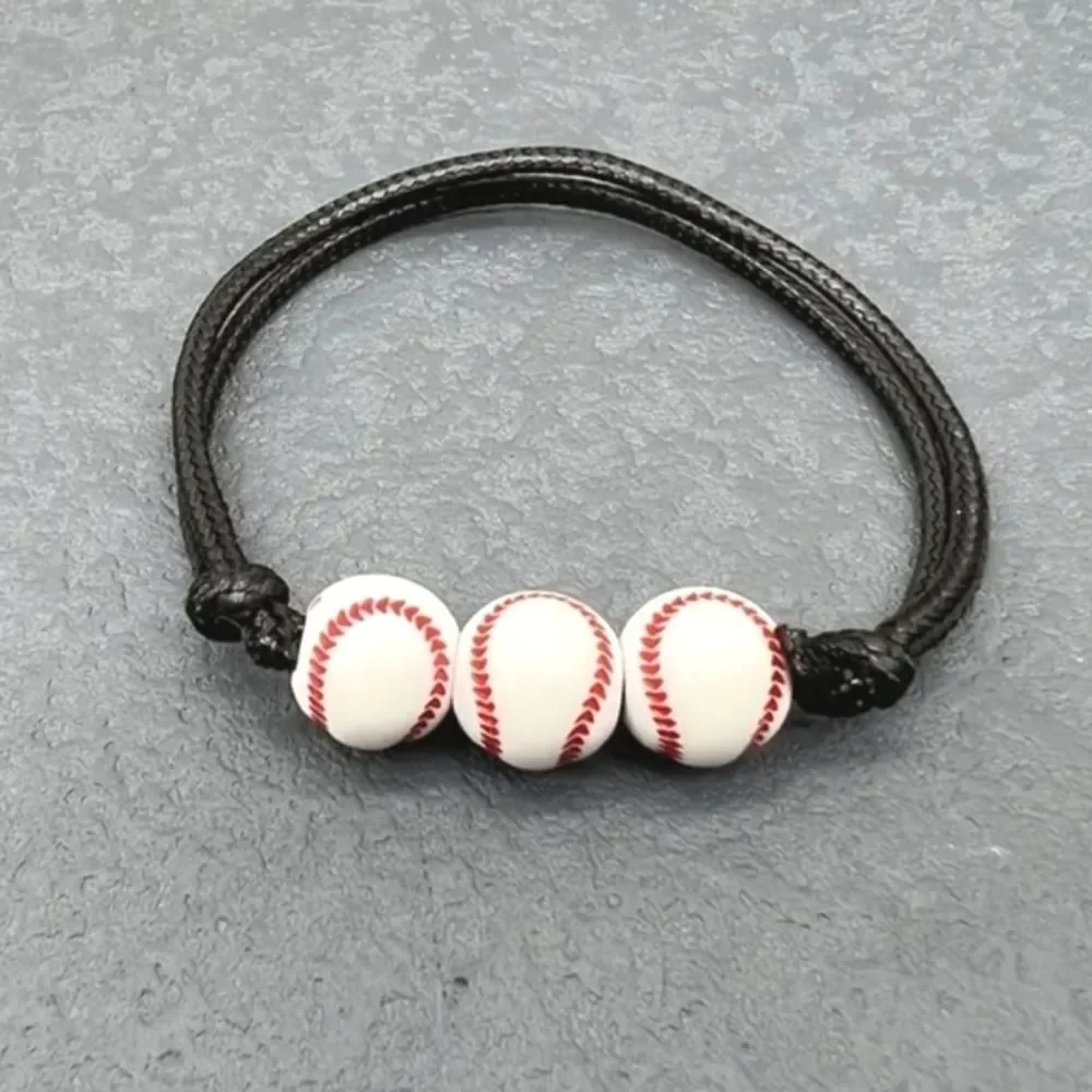 Unisex kids baseball adjustable charm bracelet