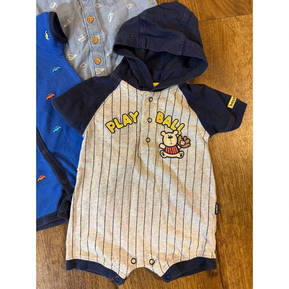 Carters Baby Boy 3 Months Summer Clothes‎ Bundle One Piece Outfits Lot Baseball
