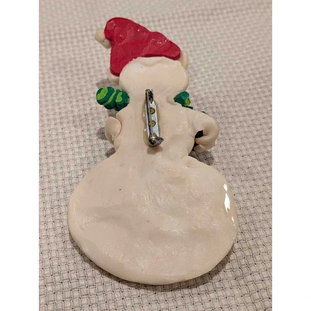 Handmade Christmas Snowman Pin Brooch Gift Scarf Holiday Festive‎ Jewelry