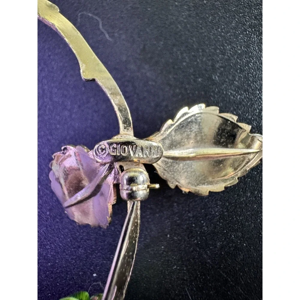 Vintage Giovanni Antonio Cerrito‎ Rose Brooch with Gold Tone on Edges