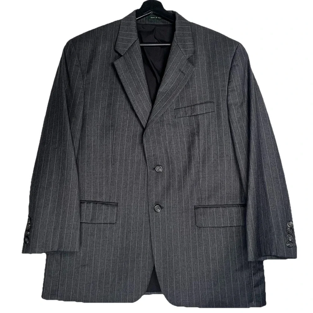 Lauren Ralph Lauren Men's Gray Pinstripe Wool Blazer Suit Jacket 42S Canada