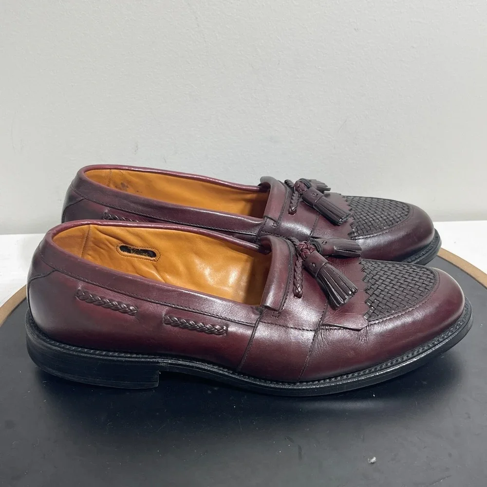 Allen Edmonds‎ Shoes Men 8 D Cody Brown Oxblood Tassel Loafers Woven Kiltie