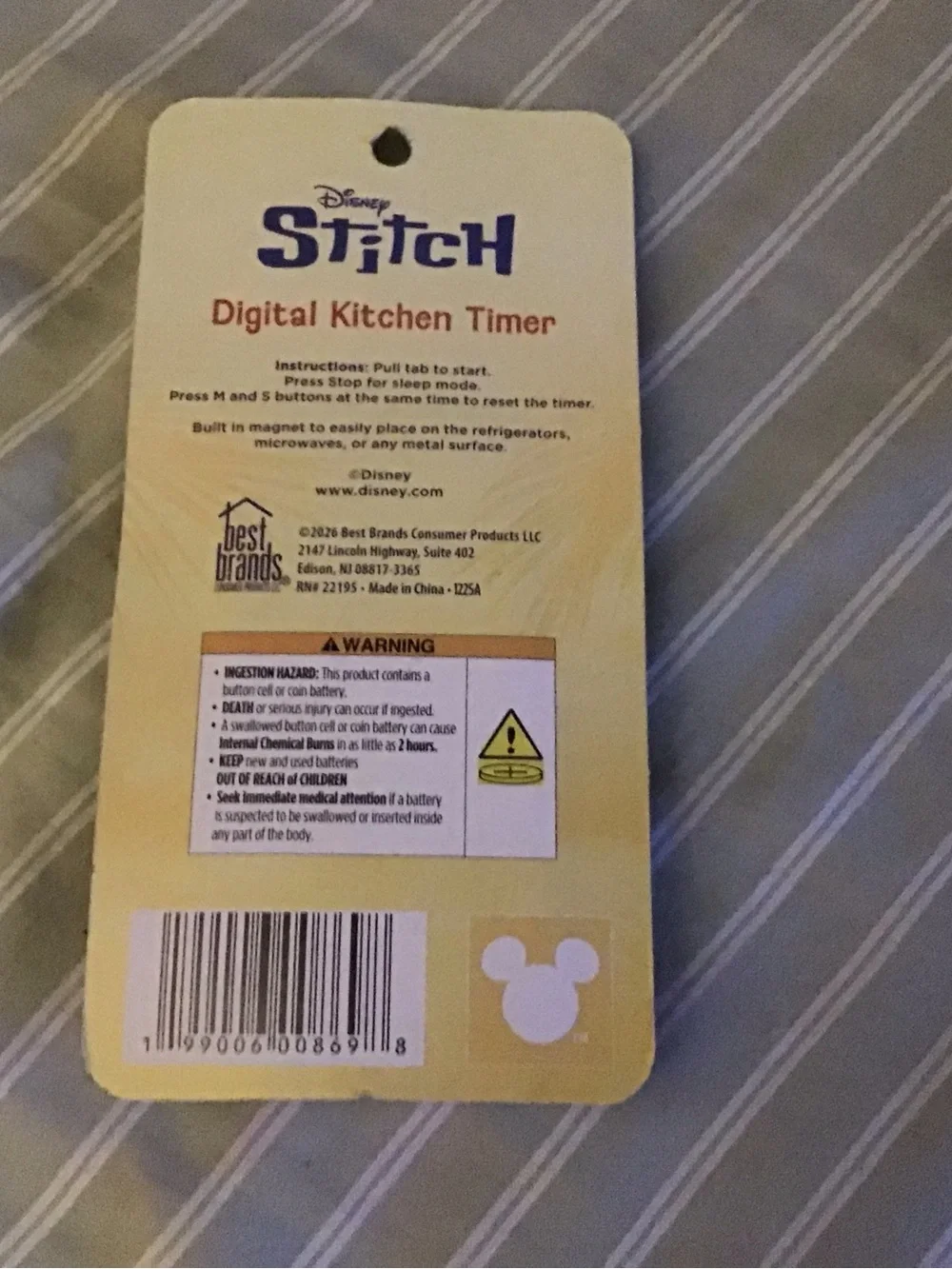 Disney Stitch Digital Kitchen Timer - Yellow Packaging