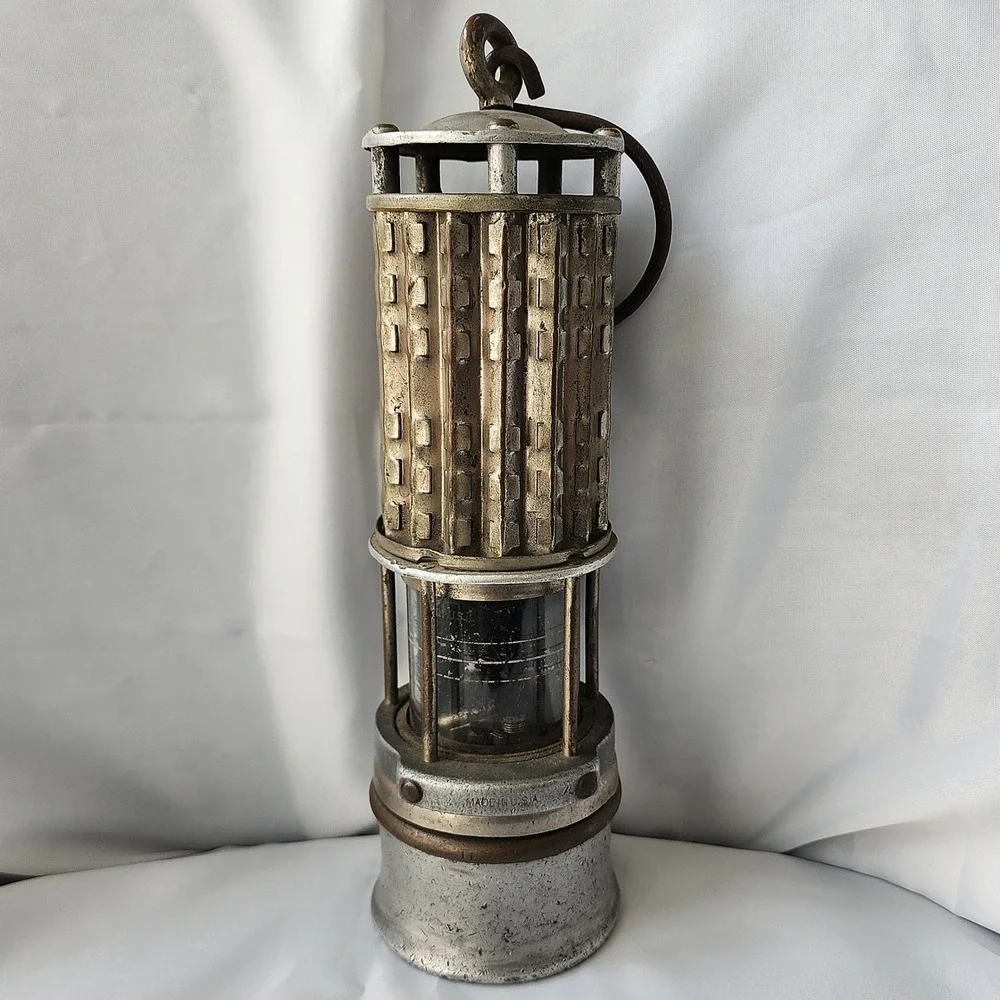 Miners Flame Safety Lamp Antique Wolf Safety Co Pittsburg Bureau Of Mines Rare‎
